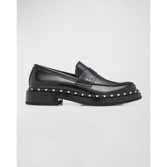 Valentino Garavani Men's Rockstud Mocassin Loafers Black EU 40 US 7 - Picture 1 of 6